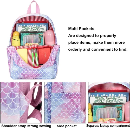 Vista 4 de CAMTOP Juego de morral y lonchera para niñas de preescolar y primaria