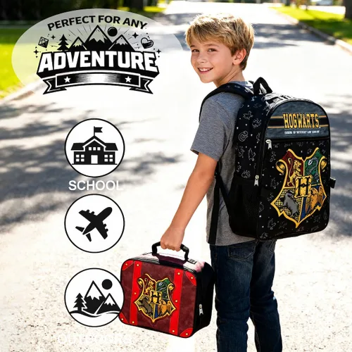 Vista 7 de Bioworld Harry Potter Hogwarts - Mochila infantil de 2 piezas de 16 pulgadas con kit de almuerzo inspirado en el baúl