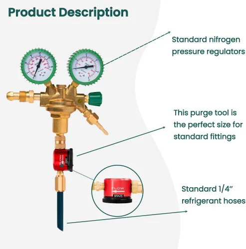 Vista 4 de Herramientas de purga de nitrógeno de 1/4 pulgadas que se pueden utilizar para herramientas HVAC Reguladores de nitrógeno de purga de nitrógeno La