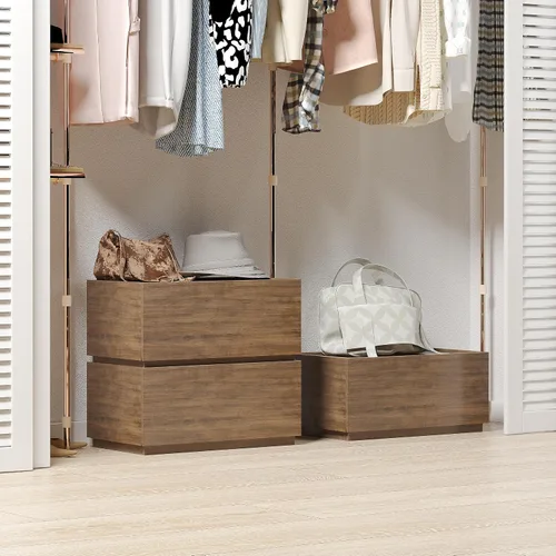 Vista 2 de woodtalks Cómoda apilable de 1 cajón, cómoda multiusos para dormitorio, armario de almacenamiento para entrada, mesita de noche, sofá junto a