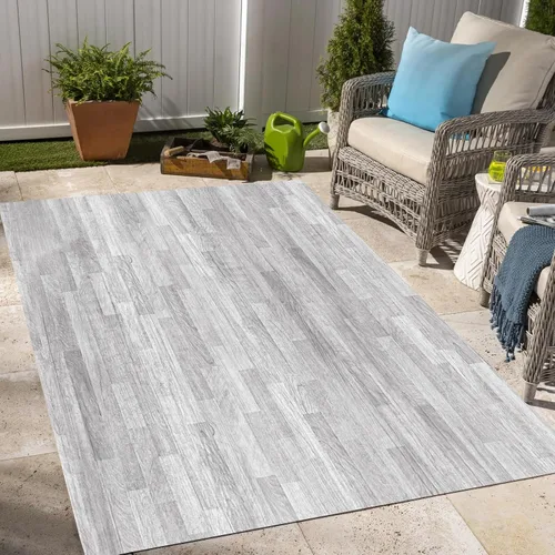Vista 10 de Alfombra rústica con estampado de grano de madera marrón para interiores y exteriores, para balcón, porche, patio, terraza, patio, impermeable