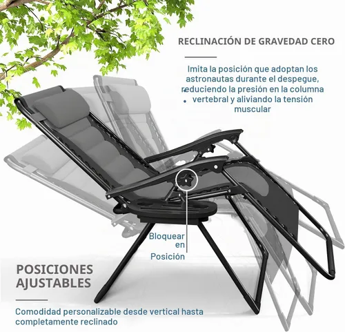 Vista 3 de Nestl Silla acolchada de gran tamaño de gravedad cero, silla de salón Gris / Negro