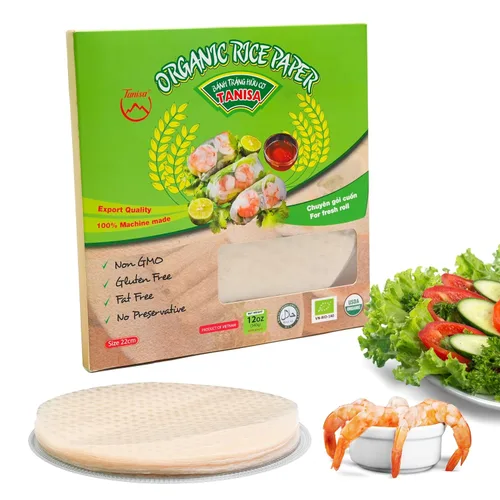 Vista 2 de TANISA Combo orgánico que incluye envoltura de papel de arroz (12 onzas), fideos de fideos de arroz (7 onzas)