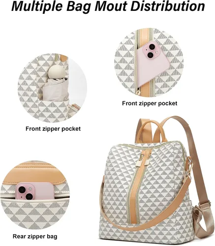 Vista 5 de Makes - Bolso tipo mochila para mujer, de piel sintética, bolso de viaje con diseño convertible a cartera, 12 pulg., Mochilas de viaje
