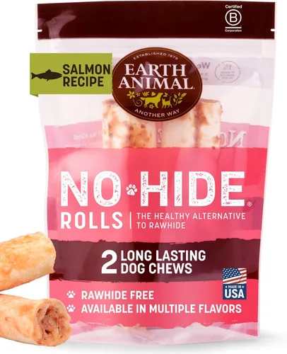 Vista 14 de Earth Animal Masticables sin ocultar – de The Grill Rolls Bacon Cheeseburger Sabor Rawhide Free Medium Dog Chews – 3