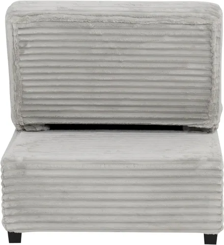 Vista 10 de Powell McCory - Sofá cama extensible tapizado de pana gris claro con almohada