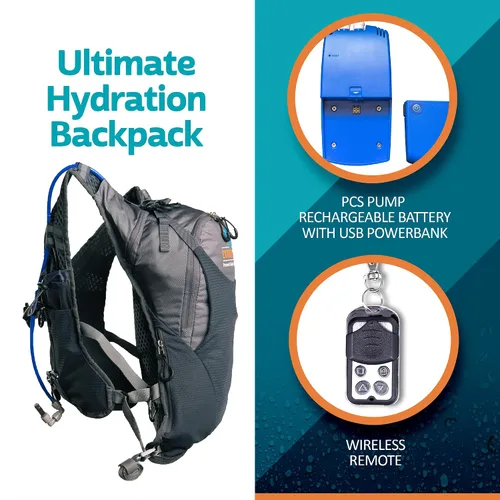 Vista 5 de Mochila de hidratación con depósito de 2 L, paquete de rociador personal integrado y bebida, enfriamiento manos libres para senderismo, ciclismo