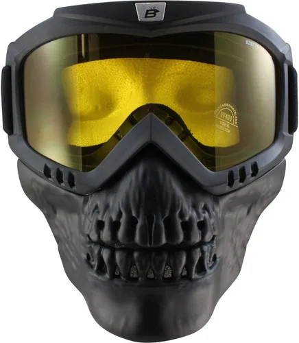 Vista 7 de Birdz Skullbird - Gafas protectoras acolchadas para motocicleta ATV, color negro, con cubrebocas
