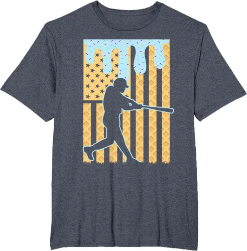 Vista 101 de Camiseta de béisbol Drip Boys Dripping Ice Cream Baseball American Flag, Negro -, Pequeña