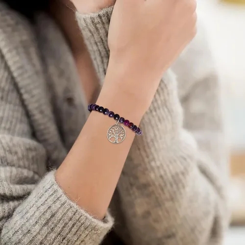 Vista 5 de Pulsera de piedra natural con corazón dulce para hijanietanuera