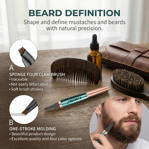 Vista 5 de Lápiz de cejas de 4 puntas, resistente al agua, de larga duración, oro rosa, 4 colores disponibles: café claro, café oscuro, gris, negro