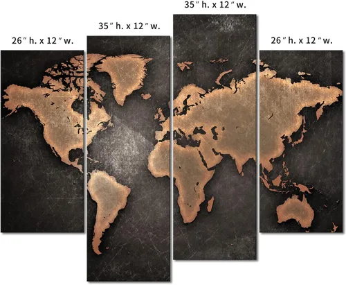 Vista 7 de Mapa general del mundo en fondo negro, arte para pared, pintura, foto, impresión en lienzo, imagen para decoración moderna del hogar