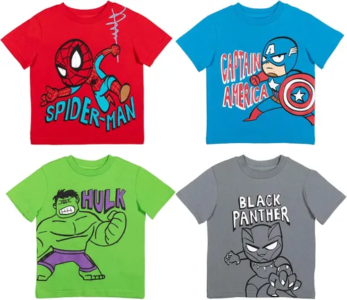 Vista 11 de Marvel Avengers 4-Pack Short Sleeve T-Shirts Toddler to Big Kid