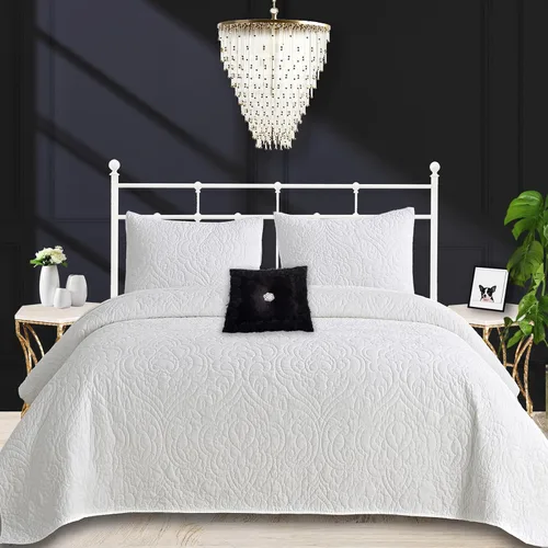 Vista 9 de Querencia Colcha de Algodón Tamaño King – Colcha Bordada de Algodón Beige Tostado Sobrecama, Ropa de Cama Toile de Campo Francés, Juego de Sobrecama