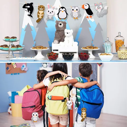 Vista 7 de CiyvoLyeen Kit de costura de animales polares para niños, haz tu propio kit de manualidades de fieltro de animales polares de invierno, incluye 14