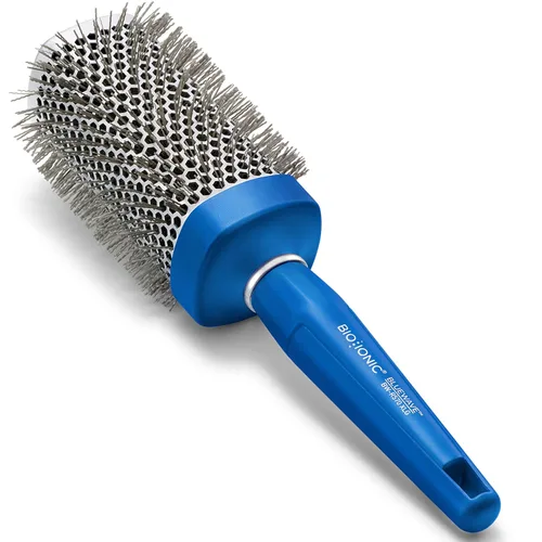 Vista 7 de Bio Ionic BlueWave Round Brush, NanoIonic Conditioning Hair Brush with Crimped Bristles for Tension, Soft-Touch Easy Grip Handle - Professional