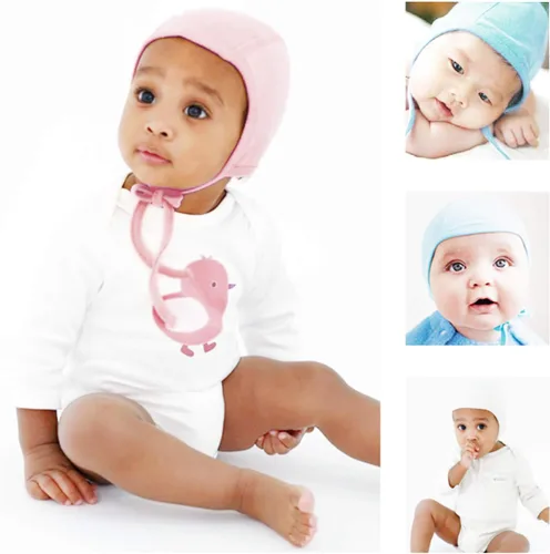 Vista 2 de Gorro de bebé 100% algodón suave con orejeras para niños pequeños, gorro de hospital infantil, gorras de piloto, 9.8 ft, 19.7 ft, 39.4 ft, 78.7 ft