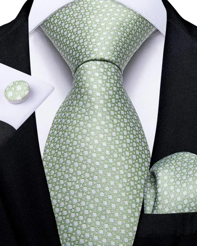 Vista 2 de DiBanGu Conjunto de gemelos de corbata de seda y bolsillo cuadrado para hombre, corbata formal