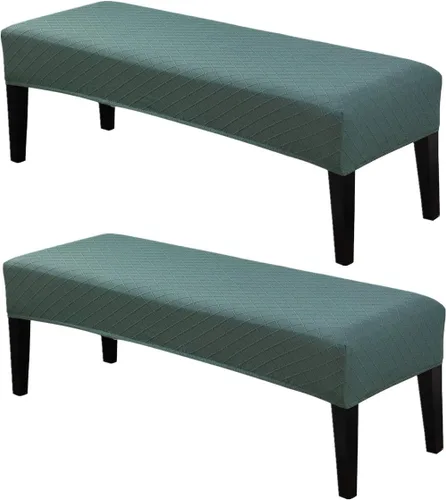 Vista 28 de Fundas de banco de comedor de jacquard tapizado de elastano elástico, funda de banco de alta elasticidad, protectores de banco extraíbles y lavables