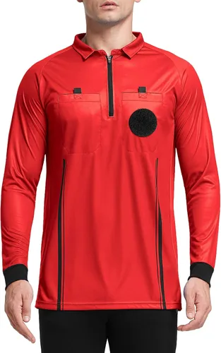 Vista 9 de FitsT4 Sports - Camiseta de árbitro de fútbol para hombre de manga larga Negro