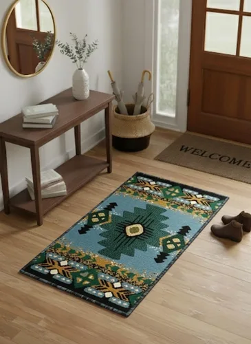 Vista 37 de YHSF South West - alfombra estilo nativo americano del suroeste C318 - fácil de limpiar, gruesa, suave, duradera, alfombra inspirada en tribus