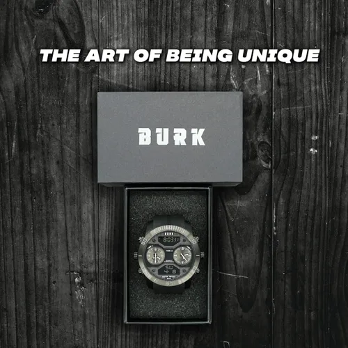 Vista 3 de BURK 1355 - Reloj de pulsera de cuarzo para hombre, pantalla analógica digital, impermeable, crono militar