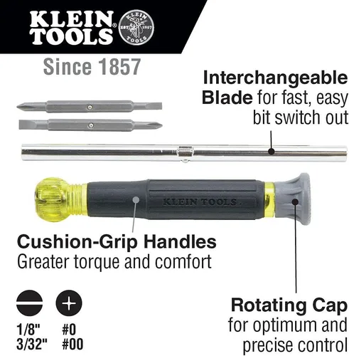 Vista 6 de Klein Tools 1019 Klein Kurve - Juego de destornilladores electrónicos 4 en 1 con puntas de precisión
