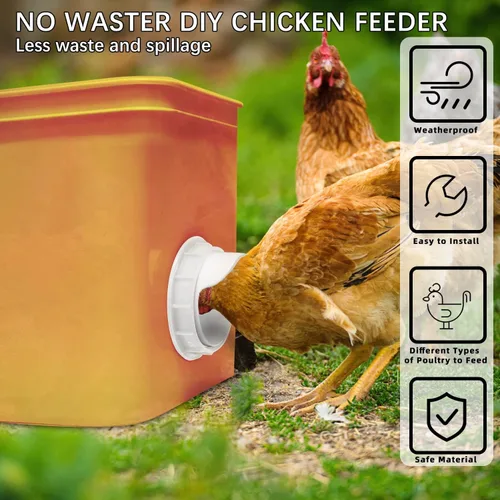 Vista 3 de 6 puertos de alimentación de pollo, tazas de alimentación de aves de corral Blanco -6 piezas