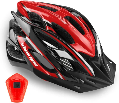 Vista 9 de Casco de bicicleta para hombre y mujer, casco de bicicleta Shinmax con luz trasera y visera desmontable