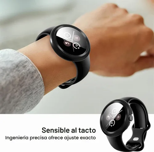 Vista 6 de Suoman Paquete de 3 fundas para Google Pixel Watch 3/2/1 de 1.614 pulgadas, [antiarañazos] protector de pantalla de vidrio templado 9H + cubierta