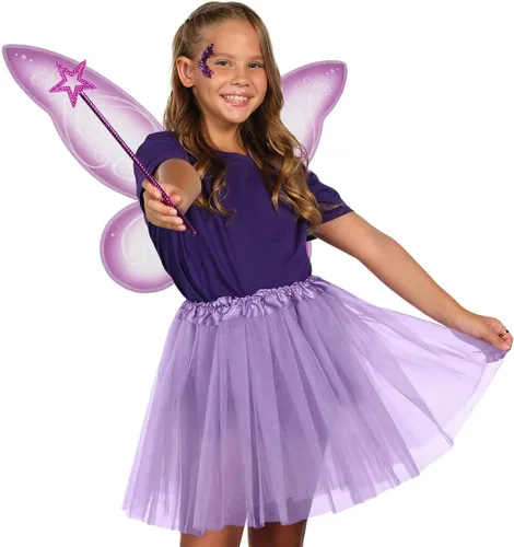 Vista 5 de Funcredible Fairy Costume Accessories - Fairy Wings, Fairy Wand, Glitter - Tooth Fairy Outfit for Women - Fairy Party Pack
