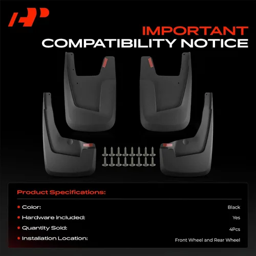 Vista 3 de A-Premium Aletas de barro compatibles con Ram 1500 2019-2024, no requiere perforación, protectores de lodo con accesorios de hardware, juego de 4