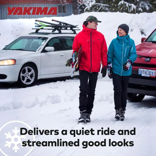 Vista 6 de Portaequipajes de techo Yakima para 4 pares de esquís o 2 tablas de snowboard, montaje universal para auto con bisagra expandible, FatCat EVO 4