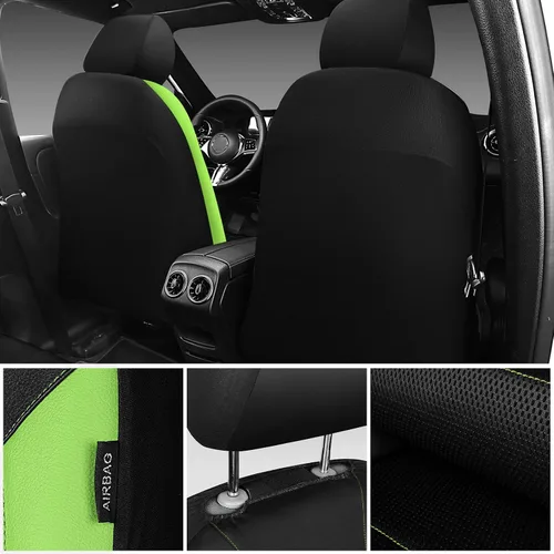Vista 6 de CAR PASS Fundas de cuero para asientos delanteros solamente, con fundas de asiento delantero de malla de aire, transpirables, fundas de asiento Verde