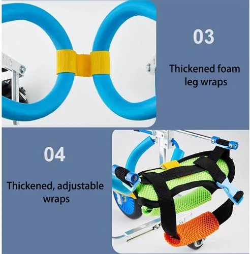 Vista 5 de Dog Wheelchair for Back Legs – Adjustable Pet Mobility Cart with Lightweight Aluminum Frame, EVA Wheels & Comfort Harness – Support for Small