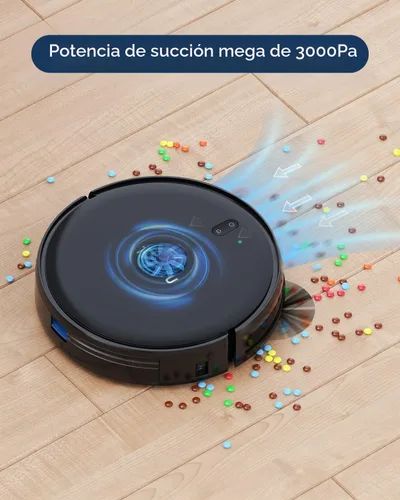 Vista 2 de Robot aspirador, súper delgado y potente robot de aspiración, aspiradora robótica de carga automática, limpia suelos duros para alfombras de pelo