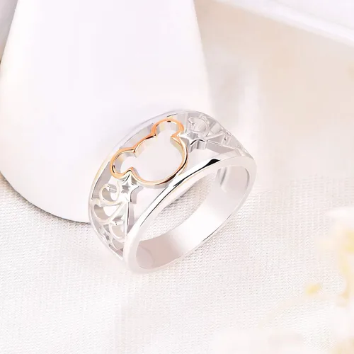 Vista 3 de JO WISDOM Anillo de Mickey Mouse chapado en plata de ley 925 y oro amarillo, Oro blanco, oro amarillo, metal