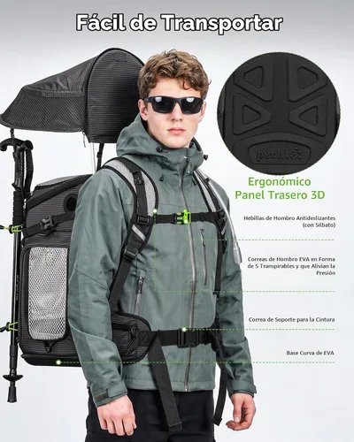 Vista 4 de Pecute Mochila para gatos, mochila transportadora de mascotas para Negro