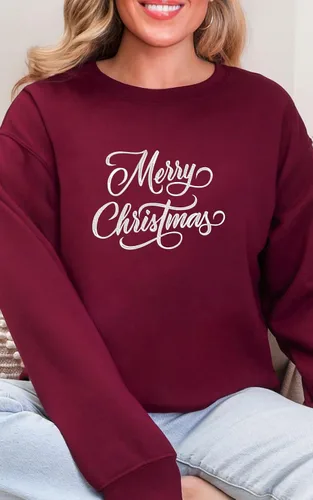 Vista 3 de Sudadera de Navidad bordada con cuello redondo para hombres y mujeres Diseño 2