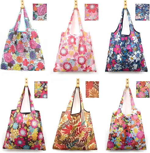 Vista 7 de 6 bolsas de comestibles reutilizables extragrandes de 50 libras, bolsas de compras plegables para comestibles, bolsa de playa, bolsas de nailon