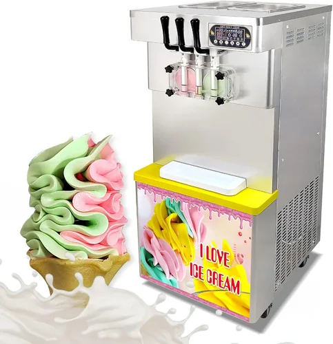 Vista 10 de Kolice ETL Commercial 3 sabores, máquina de helado suave de yogurt de gelato-2+1 sabores mixtos, tanques superiores refrigerados, encimera, conteo