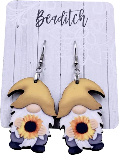 Vista 5 de Yellow Sunflower Gnome Earrings