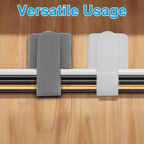 Vista 4 de 80 bridas de gancho y bucle, correas autoadhesivas de gancho y bucle, organizador de cables con parte trasera adhesiva, soporte ajustable para 40