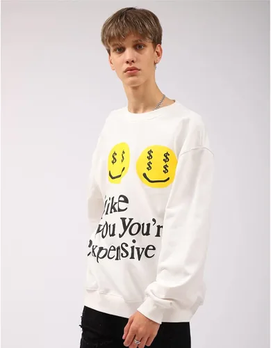 Vista 3 de Arnodefrance Sudadera con texto en inglés I like you you're care Hip Hop con estampado de letras y cuello redondo para hombres y mujeres