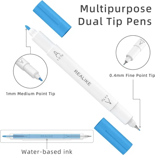 Vista 3 de REALIKE Bolígrafos de doble punta compatibles con Cricut Joy/Xtra Accessories Tools Marcadores de doble punta, juego de 36 bolígrafos surtidos de 36
