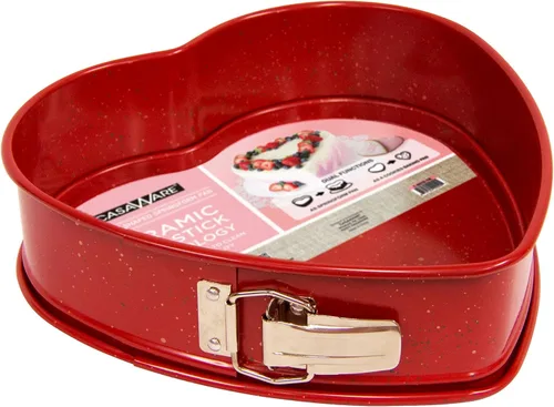 Vista 3 de casaWare Heart Springform - Sartén de 10 pulgadas, revestimiento de cerámica, antiadherente, granito rojo
