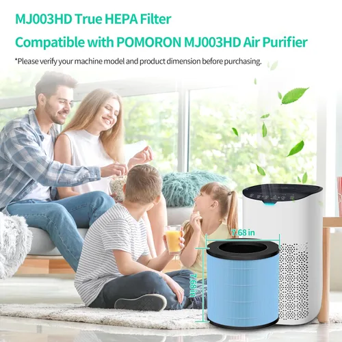 Vista 2 de Filtro de repuesto mejorado MJ003HD compatible con purificador de aire POMORON MJ003HD 4 en 1 H13 HEPA y filtros de carbón activado, filtros