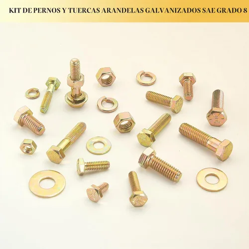Vista 4 de ZTF SAE Grado 8 Kit de Surtido de Pernos y Tuercas, Juego de Surtido de Tornillos y Pernos Hexagonales de Servicio Pesado, 12 Tamaños Comunes