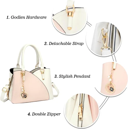 Vista 4 de KKXIU Monederos y bolsos de mano con triple compartimento para mujer, bolso de mano con asa superior