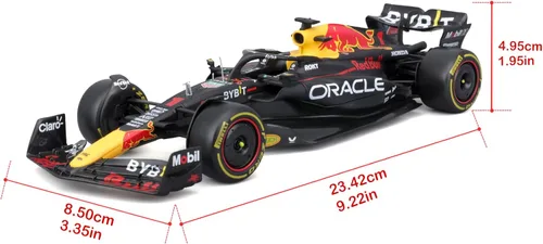 Vista 6 de Bburago 1:24 2023 Race Oracle Red Bull RB19 - Coche fundido a presión con figura #1 de Verstappen